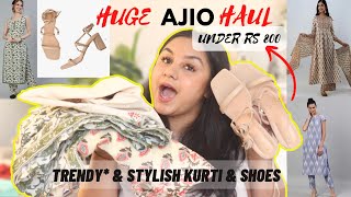 Huge Ajio Haul ! TRENDY HEELS, FLATS \u0026 KURTI starts RS 500 🥳