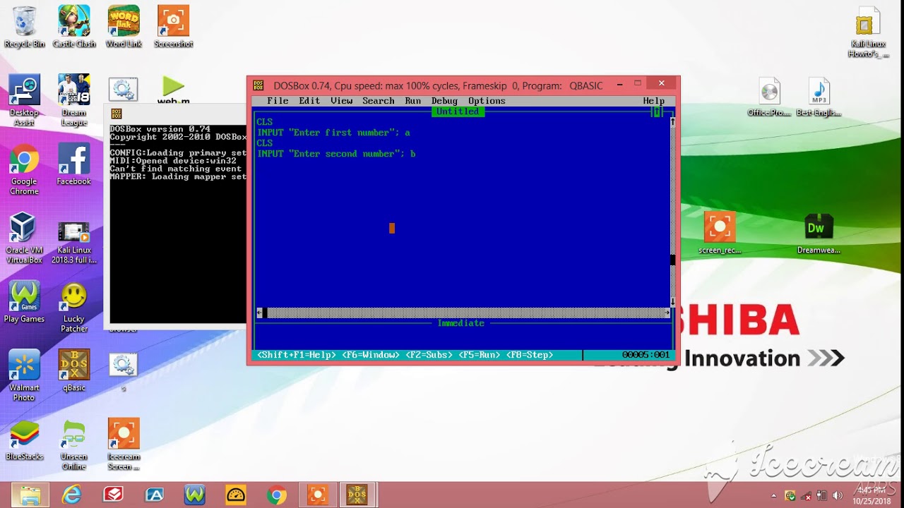 Qbasic Program To Add Two Numbers Youtube