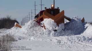 Snowplow Train Clearing Drift with Jordan Spreader in Byron, MN