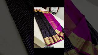 Kanchipuram 100% Pure Handwoven 1G Premium Quality All Over Buttas Contrast Pattern Silk Sarees