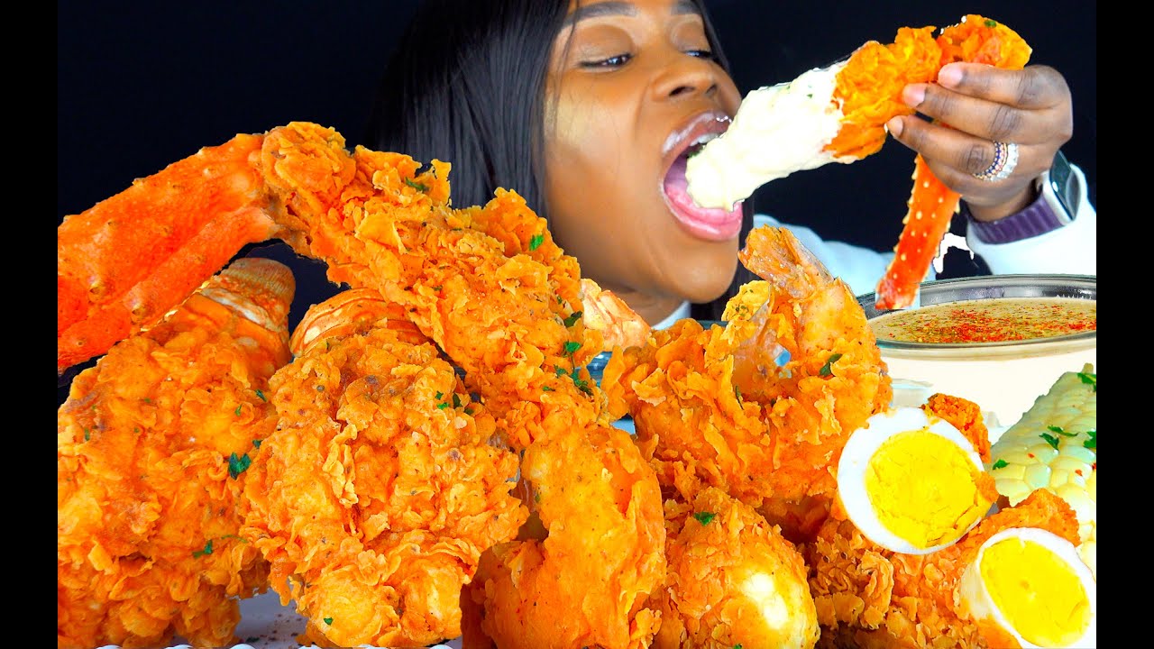 KING CRAB SEAFOOD BOIL MUKBANG | SEAFOOD | MUKBANG | FRIED CHICKEN ...