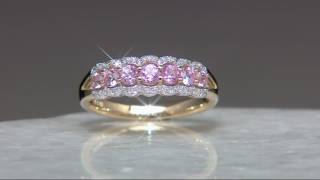 Baby Pink Spinel \u0026 Diamond Band Ring, 14K Gold 0.50 cttw on QVC