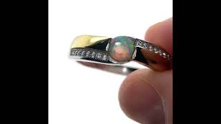 Opal .28ct Golden Rhodium Finish Solid 925 Sterling Silver Ring