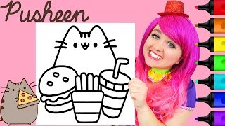 Coloring Pusheen Cat Burger & Fries Coloring Page Prismacolor Paint Markers | KiMMi THE CLOWN