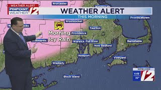 WPRI 12 Weather Forecast for 2/13/25:  Freezing rain and rain this morning; slick roads possible