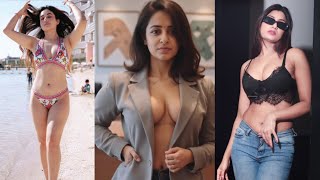 The video is of a well-dressed 3 woman in a blazer, exposing her midriff.