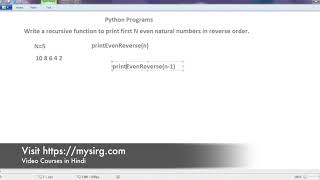 Recursive function to print first N even natural numbers in reverse Order | Python Programs