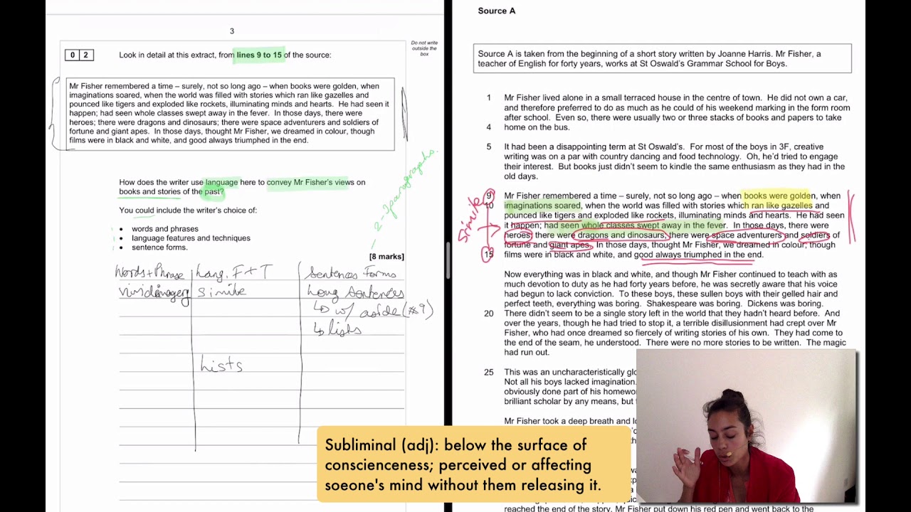 AQA GCSE English Lang Paper 1:Question 2 - How To Find Quotes, Plan And ...