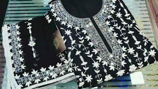 Designer suits | Black Phulkari Suit Mirror Work | Order Now.