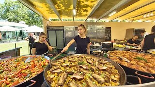 Huge Street Food Festival in Budapest, Hungary. Pulled Pork, Pans of Traditional Food \u0026 more