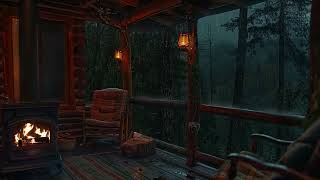 Rainy Bay Treehouse Retreat 🌧️ Cozy Fireplace \u0026 Gentle Rain Sounds for Sleep \u0026 Relaxation