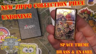 New Zippo Collection Unboxing! Space Theme Brass \u0026 Enamel BEAUTIFUL!