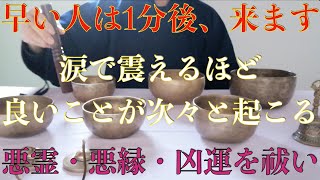 【早い人は1分後、本当に来ます】涙で震えるほど良いことが次々と起こる!!あなたの邪魔をする【悪霊・悪縁・凶運】を祓い、なぜか人生がすべてうまくいく音 - シンギングボウル・ティンシャ【演奏動画】