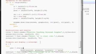 Python-Pygame Lesson: My Grapher (pt 7) system exit, reset, + plotting intercept