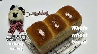 노버터 식빵 | 손반죽 식빵 | 밀기울이 느껴지는 담백고소한 통밀식빵 | Whole wheat bread