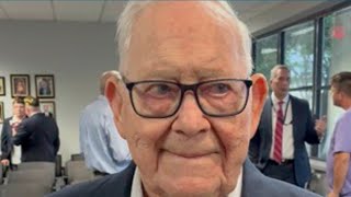 99-year-old veteran Robert Gill is presented with the Hometown Hero Award
