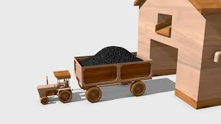 A wooden toy plants artificial flowers - tractor for children