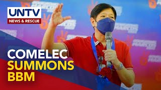 Comelec summons presidential aspirant Bongbong Marcos