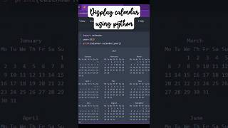 calendar using python #print #programcode #program #coding #code #python #calendar #easycoding