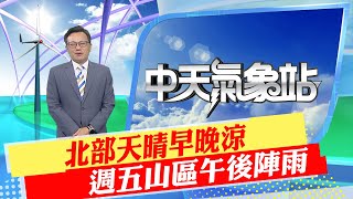 【戴立綱報氣象】北部天晴早晚涼 週五山區午後陣雨｜週六起南方水氣增 午後陣雨西部多 20230915