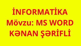 MS Word - Qısa Yollar