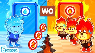 Bearee Tales 🐾 Fire vs Water Restroom🔥💧 Please! Share Restroom with Fire Elemental | Kids Cartoon