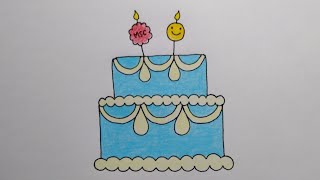 สอนวาดรูปเค้กวันเกิดแบบง่าย|Drawing​ a​ brithday​ cake​ | DailyArtTherapy​#251 |My​Sky​Channel.