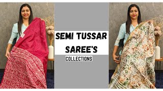 SEMI TUSSAR SAREES COLLECTIONS ||  𝐆𝐋𝐈𝐓𝐙𝐈𝐍𝐃𝐈𝐀 FASHIONS 🥰👌