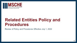 Related Entities Policy And Procedures