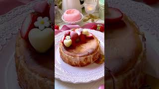 「いちごのバスクチーズケーキ（生いちご入り）」🍓✨レシピ動画あります😊#shorts #strawberry#cheesecake #バスクチーズケーキ#レシピ#スイーツ#お菓子作り #ケーキ