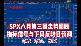 【大盘分析】SPX 八月第三周走势回顾，指标信号与下周反转日预测 （8/18/2023）| 为什么说大盘目前已接近或已到一个重要的谷底？下周有哪些反转日？