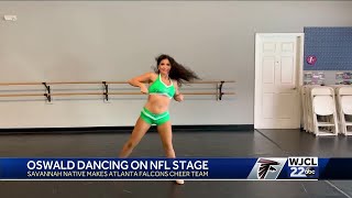 Oswald dancing on NFL stage