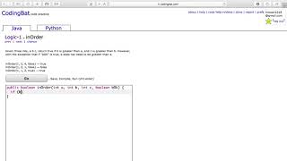 Logic 1 (inOrder) Java Tutorial || codingbat com