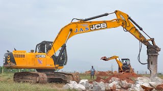 JCB 205 Excavator Breaking to Remove unwanted Rocks private Land and Manitou Jcb plough for farming