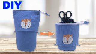 DIY Slide Pencil Case Tutorial / Stand Pencil Holder / Back To School / Cara Membuat Tempat Pensil