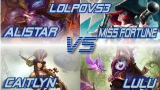 ► LoLPoV - Alistar and Miss Fortune vs Caitlyn and Lulu [Bot] (League of Legends Live Commentary)