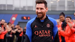 World Cup winner Messi is given a HERO’S WELCOME by PSG squad after his return