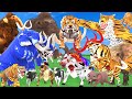 5 Giant Tiger Wolf vs Elephant Bull Cow Gorilla Buffalo Fight Cow Cartoon Buffalo Saved By Elephant