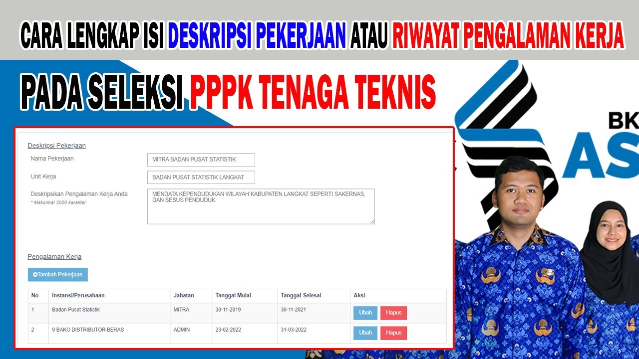 CARA LENGKAP ISI DESKRIPSI PEKERJAAN ATAU RIWAYAT PENGALAMAN KERJA PADA ...