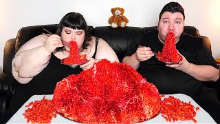 EXTREME HOT CHEETOS FIRE NOODLES WITH HUNGRY FAT CHICK • Mukbang & Recipe