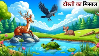 चार दोस्तों की अनोखी दोस्ती की कहानी // Panchatantra Ki Kahani // Hindi Cartoon