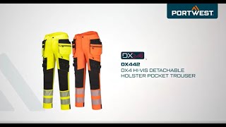 Portwest DX442 - DX4 Hi-Vis Detachable Holster Pocket Trouser - EN