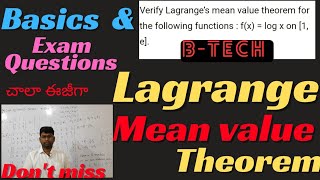 Lagrange's Mean Value Theorem  | lagrange's Mean Value Theorem  | #lagrange's #lagrange's_Mean_Value