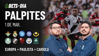 Apostas Imperdíveis: Análises + Palpites para os jogos deste sábado (01/03)