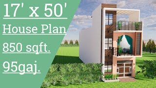 17 X 50 House Design Plan Map 2 Bhk Car Parking 3d View Elevation Garden Lawn Vastu 17 X 50 House Design Plan Map 2 Bhk Car Parking 3d View Elevation Garden Lawn Vastu