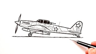 How to draw a WW2 Fighter Plane | Airplane drawing