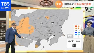 【１０月２７日関東の天気予報】関東あす にわか雨に注意