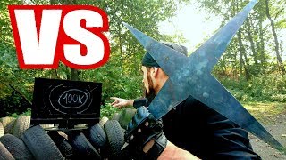 Giant Shuriken VS Flat Screen TV (EXTREME Challenge/World Record?)