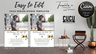 In Loving Memory Funeral Card Template Edit in Canva | FAC116