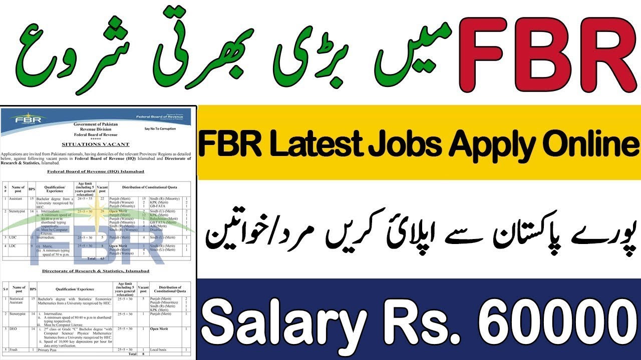 FBR Jobs 2023 Apply Online Via Www.njp.gov.pk - YouTube